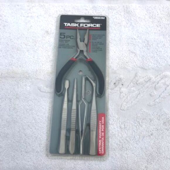 Needle Nose Pliers & Tweezers . 5 Pc Precision Tool Set . Task Force - Picture 1 of 3